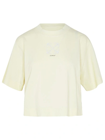 Shop Off-white Cream Cotton T-shirt In Beige