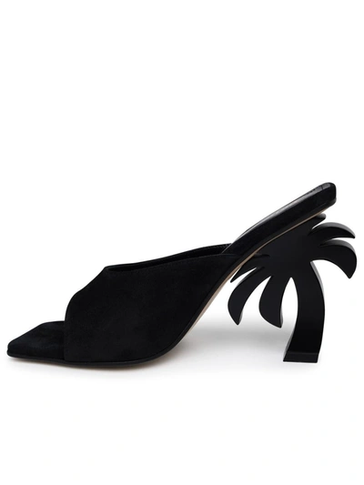 Shop Palm Angels Black Leather Slippers