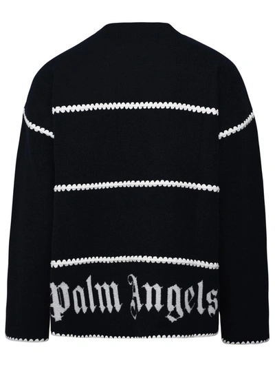 Shop Palm Angels Blue Wool Blend Sweater In Navy