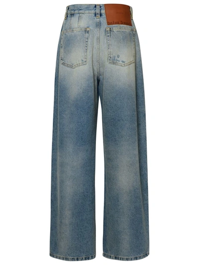 Shop Palm Angels Paris Jeans In Light Blue Denim