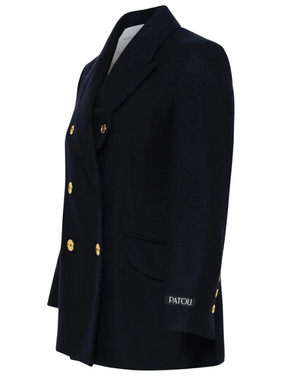 Shop Patou Blue Virgin Wool Jacket In Navy