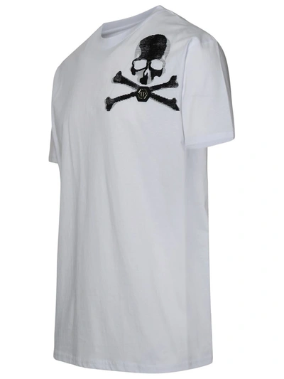 Shop Philipp Plein Skull&bones T-shirt In White