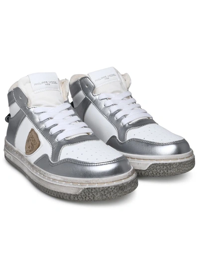 Shop Philippe Model Lion Sneakers In Two-tone Polyurethane Blend In Silver