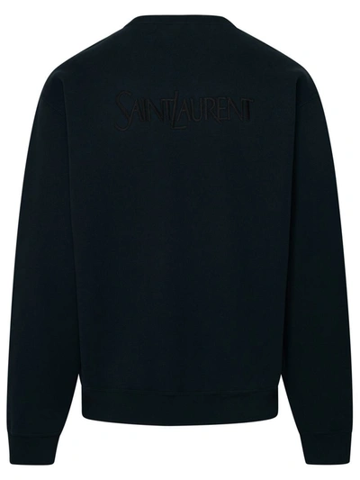 Shop Saint Laurent Blue Cotton Sweatshirt