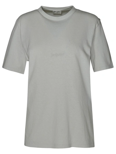 Shop Saint Laurent Boyfriend T-shirt In Ivory Cotton In Beige