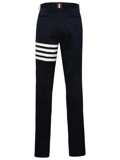 Shop Thom Browne Blue Cotton Pants In Navy
