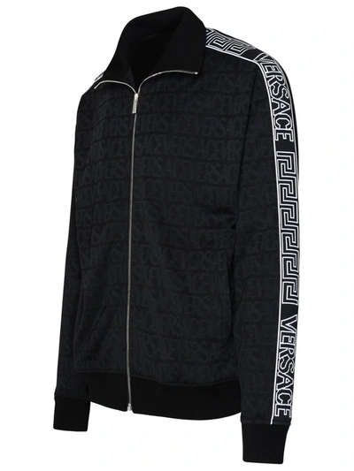Shop Versace Zip Sweatshirt In Black