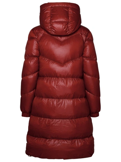Shop Woolrich Long Nylon Puffer Jacket In Red
