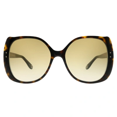 Shop Gucci Gg0472s 002 Rectangle Sunglasses In Brown