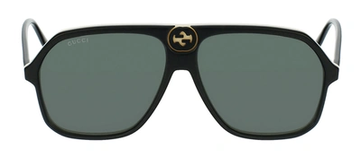Shop Gucci Gg0734s 004 Navigator Sunglasses In Green