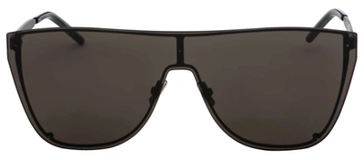 Shop Saint Laurent Sl1bmask 001 Shield Not Polarized Sunglasses In Grey