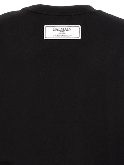 Shop Balmain Printed T-shirt In White/black