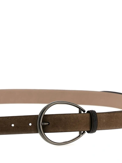 Shop Brunello Cucinelli 'oval Buckle' Belt In Gray
