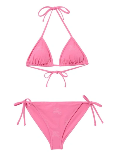 Shop Burberry Ekd Logo Triangle Bikini Set In Pink