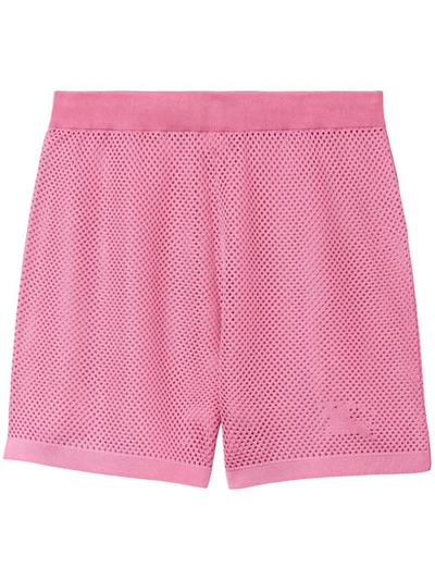 Shop Burberry Ekd Logo Net Shorts In Pink