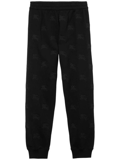 Shop Burberry Ekd Logo Cotton Trousers In Black
