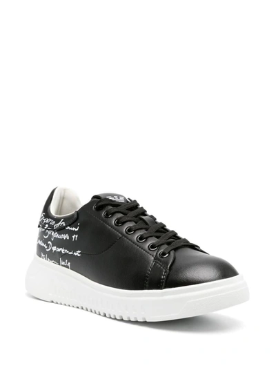 Shop Emporio Armani Ea7  Leather Sneakers In Black