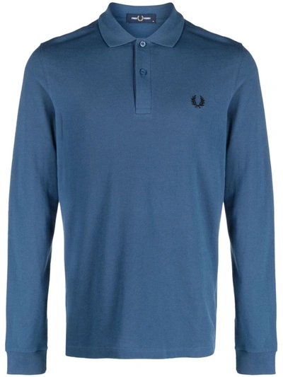 Shop Fred Perry Fp Long Sleeve Plain Shirt Clothing In Blue