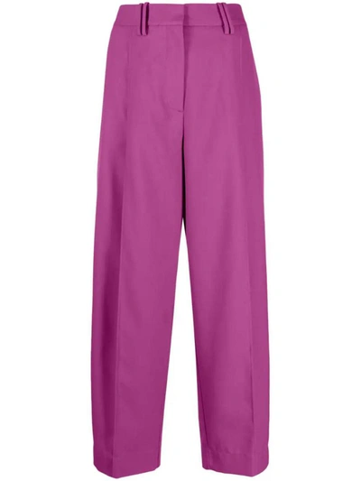 Shop Ganni Trousers In Purple Wine