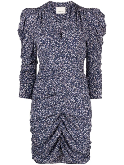 Shop Isabel Marant Celina Printed Mini Dress In Blue