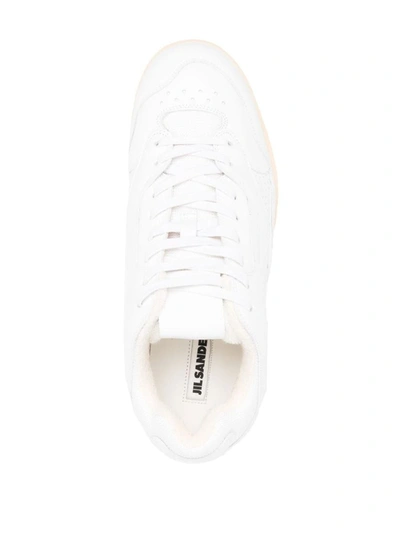 Shop Jil Sander Leather Sneakers In White