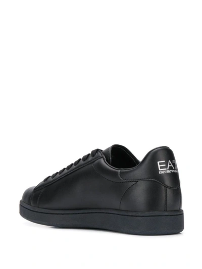 Shop Ea7 Emporio Armani Logo Leather Sneakers In Black