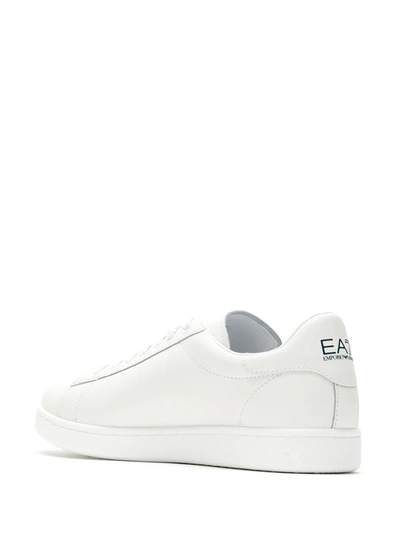 Shop Ea7 Logo Leather Sneakers In White