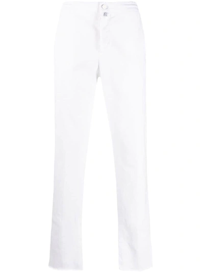 Shop Kiton Cotton Blend Drawstring Trousers In White