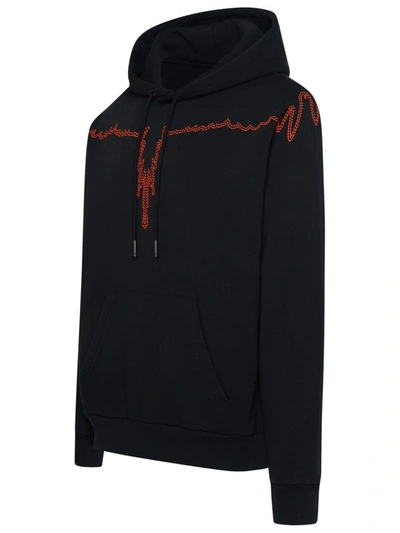 Shop Marcelo Burlon County Of Milan Stitch Wings Black Cotton Hoodie