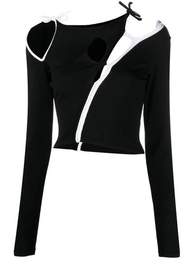 Shop Ottolinger Cut-out Long Sleeve Knit Top In Black