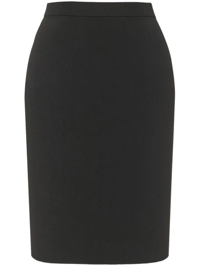 Shop Saint Laurent Viscose Midi Pencil Skirt In Black