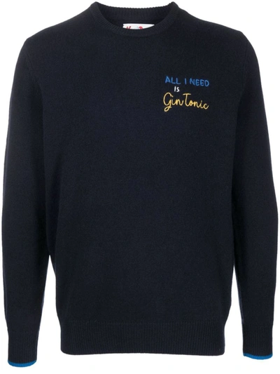 Shop Mc2 Saint Barth Gin Tonic Embroidery Sweater In Blue