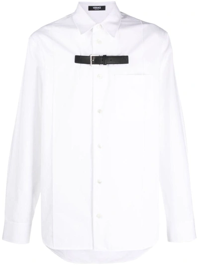 Shop Versace Cotton Shirt In White