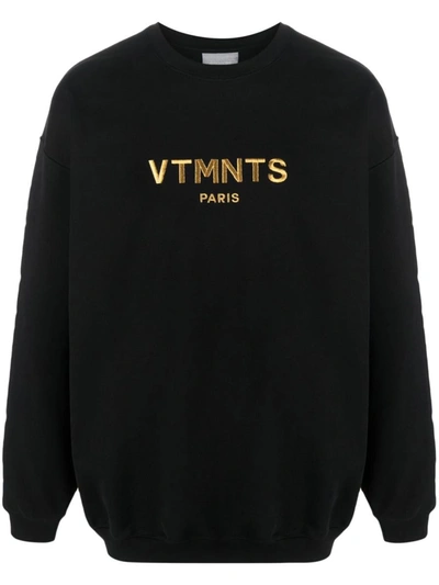 Shop Vtmnts Logo Embroidered Sweatshirt In Black
