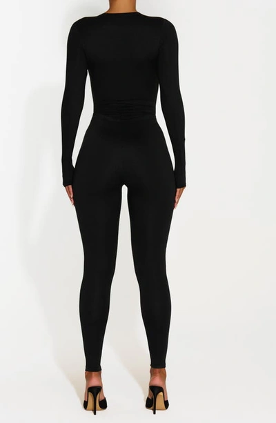 N By Naked Wardrobe Bare Crewneck Long Sleeve Bodysuit In Black