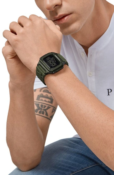 Shop Philipp Plein Hyper $hock Silicone Strap Square Watch, 44mm In Ip Gunmetal
