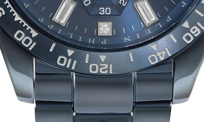 Shop Philipp Plein Nobile Chronograph Bracelet Watch, 43mm In Ip Blue