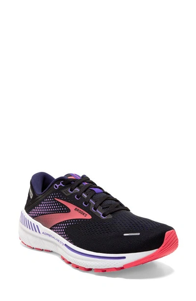 Shop Brooks Adrenaline Gts 22 Sneaker In Black/ Purple/ Coral