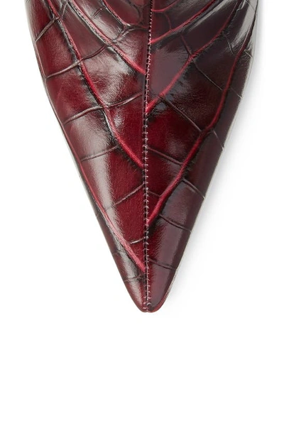 Stuart Weitzman Women's Croc Embossed Over The Knee Lucite Wedge Heel Boots In Plum