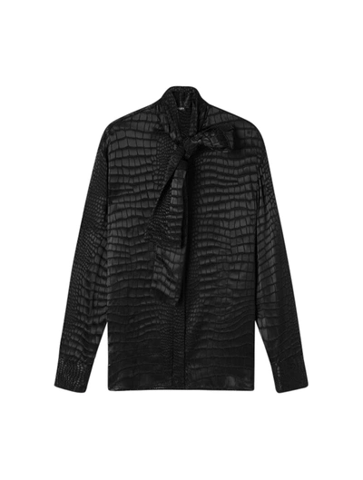 Shop Versace Shirt Lavallière Devoré Crocodile In Black