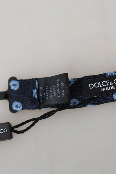 Shop Dolce & Gabbana Blue Printed Adjustable Neck Papillon Men Silk Bow Men's Tie