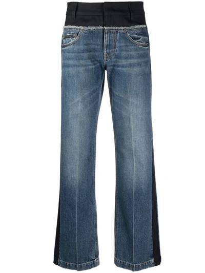 Shop Stella Mccartney Two-tone Straight-leg Jeans In Blue Vintage Denim