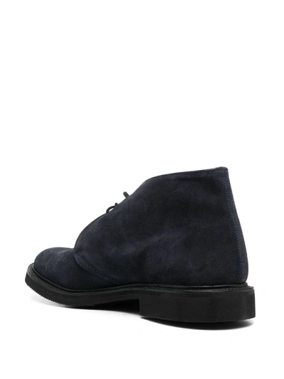 Tricker's Lace-up Suede Round Toe Ankle Boots In Black