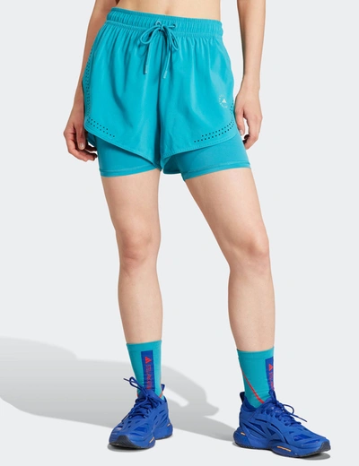 Shop Adidas By Stella Mccartney Truepurpose 2-in-1 Training Shorts In Blue