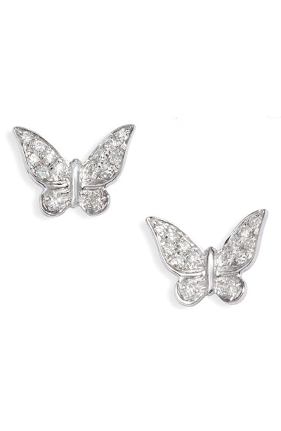 Meira T Butterfly Diamond Stud Earrings In White