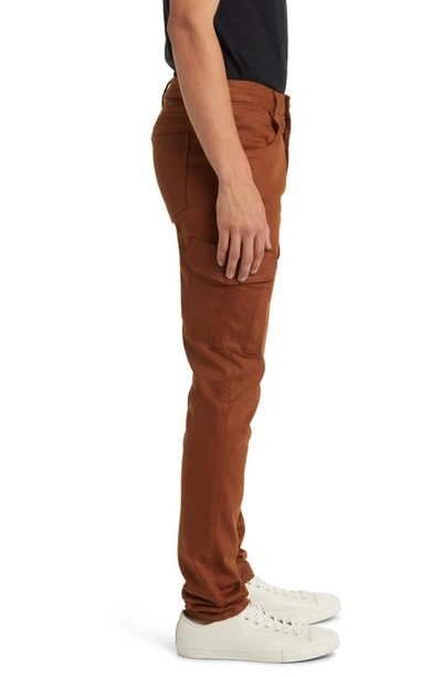 Shop Monfrere Preston Wax Coated Cargo Skinny Jeans In Coated Toffee