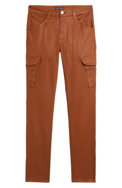 Shop Monfrere Preston Wax Coated Cargo Skinny Jeans In Coated Toffee
