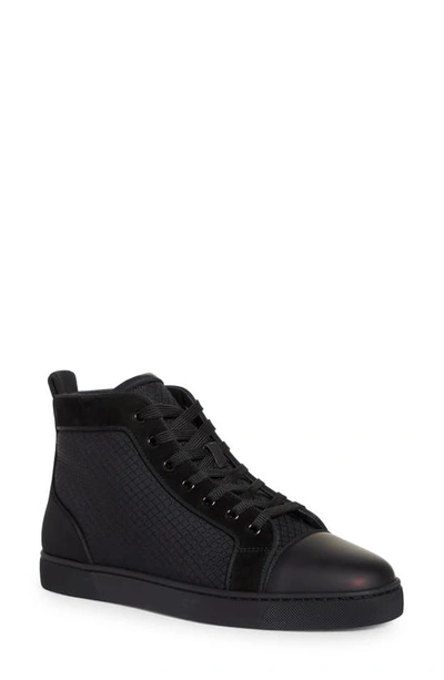Shop Christian Louboutin Louis Orlato Flat High Top Sneaker In Bk01-black