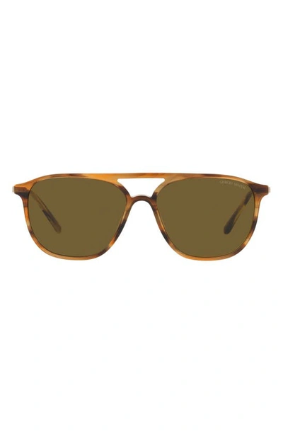 Shop Armani Exchange 56mm Pilot Sunglasses In Striped Brown