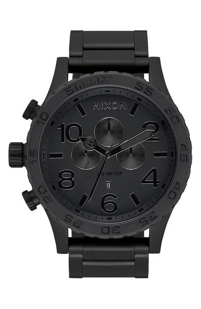 Shop Nixon 51-30 Chronograph Bracelet Watch, 51mm In All Matte Black / Black